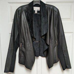 Bar III- Black Faux Leather Flyaway Jacket- Size M